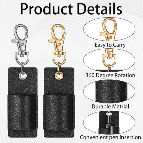 Jeffdad 4 Pcs Lanyard Pen Holder, Leather Neck Pen Holder Keychain Anti-Lost Single Pens Lanyard Badge Portable Pens Holders Clip for Nurse Office Courier Clerk in Saudi Arabia