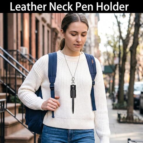 Jeffdad 4 Pcs Lanyard Pen Holder, Leather Neck Pen Holder Keychain Anti-Lost Single Pens Lanyard Badge Portable Pens Holders Clip for Nurse Office Courier Clerk in Saudi Arabia