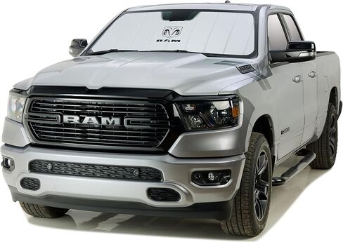 Covercraft Ram Truck Stacked Logo UVS100 واقي شمسي أصلي للزجاج الأمامي لسيارة 2009-2024 دودج رام 1500 (2019-2024 كلاسيكي فقط) - فضي in Kuwait