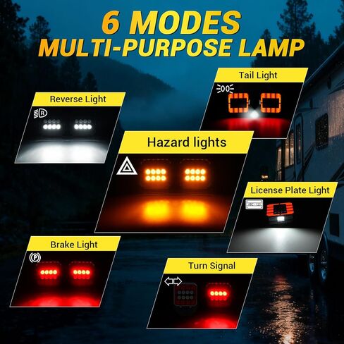 أضواء مقطورة لاسلكية، مجموعة إضاءة خلفية بلوتوث مغناطيسية للسحب، مصابيح سحب عن بعد LED قابلة لإعادة الشحن مع فرامل، دوران، أضواء تشغيل، IP67 مقاومة للماء للشاحنات RV Boat Camper Caravan in Kuwait