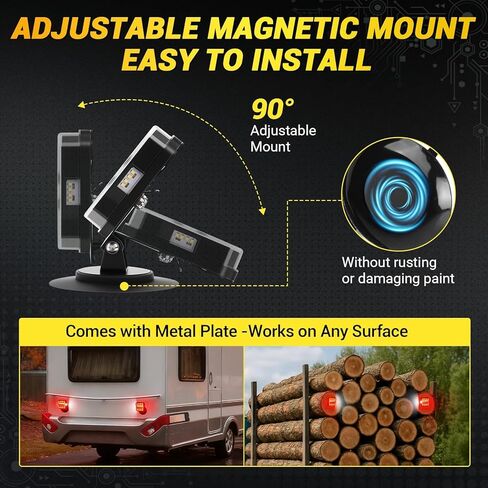 أضواء مقطورة لاسلكية، مجموعة إضاءة خلفية بلوتوث مغناطيسية للسحب، مصابيح سحب عن بعد LED قابلة لإعادة الشحن مع فرامل، دوران، أضواء تشغيل، IP67 مقاومة للماء للشاحنات RV Boat Camper Caravan in Kuwait