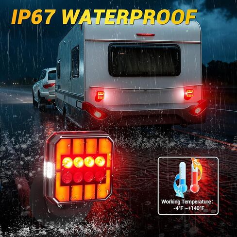 أضواء مقطورة لاسلكية، مجموعة إضاءة خلفية بلوتوث مغناطيسية للسحب، مصابيح سحب عن بعد LED قابلة لإعادة الشحن مع فرامل، دوران، أضواء تشغيل، IP67 مقاومة للماء للشاحنات RV Boat Camper Caravan in Kuwait