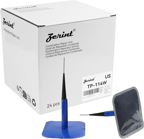 24-Pack Professional Tire Repair Kit | 9/16" x 4" Patch & Wrapped Stem Plug, Heavy-Duty Puncture Repair for for Car, Truck, SUV & Trailers（TP-114W in Kuwait