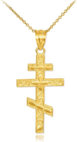 10k Gold Russian Orthodox Cross Pendant Necklace in Kuwait