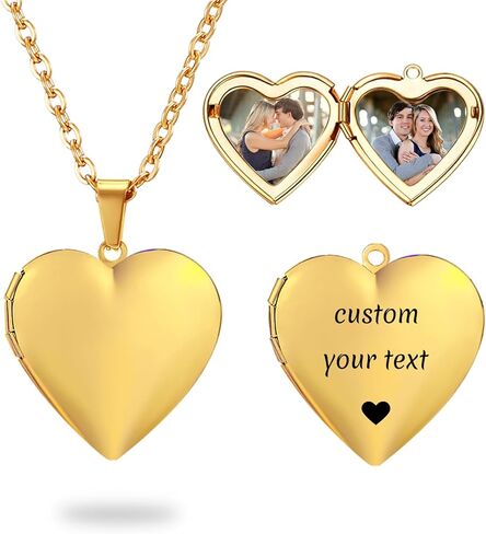 PHOCKSIN Personalized Locket Necklace for Women Photo Necklace with Customized Picture Birth Flower Birthstone Customizable Birthday Gifts in Kuwait