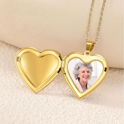 PHOCKSIN Personalized Locket Necklace for Women Photo Necklace with Customized Picture Birth Flower Birthstone Customizable Birthday Gifts in Kuwait