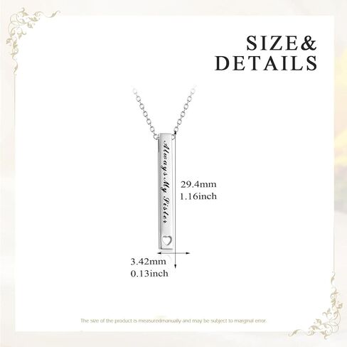 Sister Necklace for Women Silver Bestie BFF Bar Necklace Best Friend Pendant with 18+2 Inches Chain Friendship Jewelry Gifts for Birthday Christmas Graduation in Kuwait