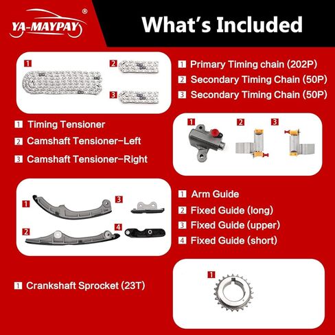 Timing Chain Kit Compatible with Ford Edge 3.5L 2007-2010 - Fits Lincoln MKZ & Mazda CX-9 - Primary/Secondary Chains with Tensioners & Guides(AMP-S0216-D) in Kuwait