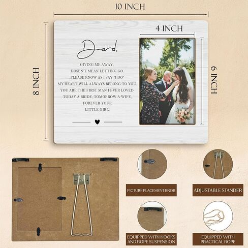 Father of the Bride Picture Frames 4x6, Father of the Bride Gifts from Daughter, Wedding Gifts for Parents, To My Dad on My Wedding Day, Wedding Gift for Dad,Gift to Parents on Wedding Day in Kuwait