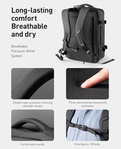 حقيبة ظهر للسفر MS MARK RYDEN قابلة للتوسيع سعة 42 لترًا، حقيبة ظهر مضادة للسرقة معتمدة من TSA مع منفذ شحن USB، حقيبة ظهر للكمبيوتر المحمول للأعمال للرجال تناسب كمبيوتر محمول مقاس 17 بوصة، وحقائب حمل مقاومة للماء in Kuwait