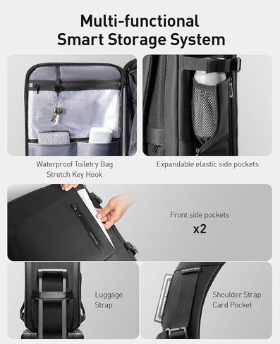 حقيبة ظهر للسفر MS MARK RYDEN قابلة للتوسيع سعة 42 لترًا، حقيبة ظهر مضادة للسرقة معتمدة من TSA مع منفذ شحن USB، حقيبة ظهر للكمبيوتر المحمول للأعمال للرجال تناسب كمبيوتر محمول مقاس 17 بوصة، وحقائب حمل مقاومة للماء in Kuwait