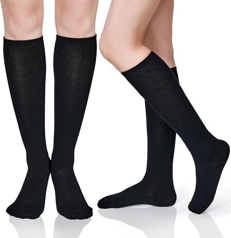 American Trends Women’s Knee High Socks,2 Pairs,Heel 13" Toe 7.1" Long Tube Sock, Back to School Casual Athletic Sport Socks in Saudi Arabia