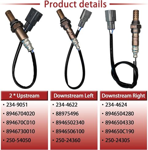 4 Pcs Oxygen Sensors (2 Upstream + 2 Downstream) Compatible with Toyota 4Runner/Tacoma/Tundra/FJ Cruiser/GX470/LX470 2005-2014 - Exact Fit 8946730010/234-9051 & 8946520430/234-4622/8946504280 in Kuwait