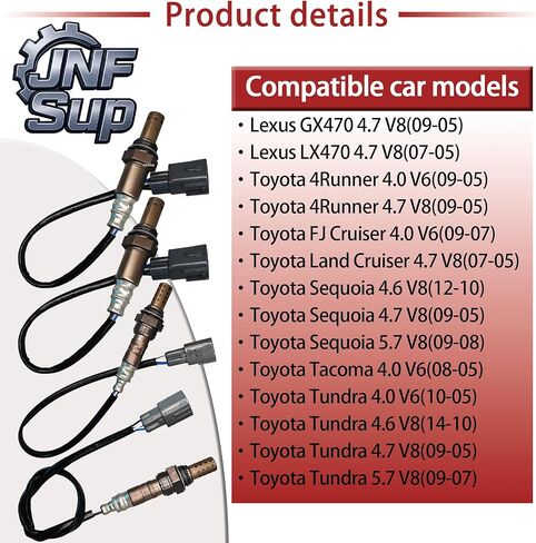 4 Pcs Oxygen Sensors (2 Upstream + 2 Downstream) Compatible with Toyota 4Runner/Tacoma/Tundra/FJ Cruiser/GX470/LX470 2005-2014 - Exact Fit 8946730010/234-9051 & 8946520430/234-4622/8946504280 in Kuwait