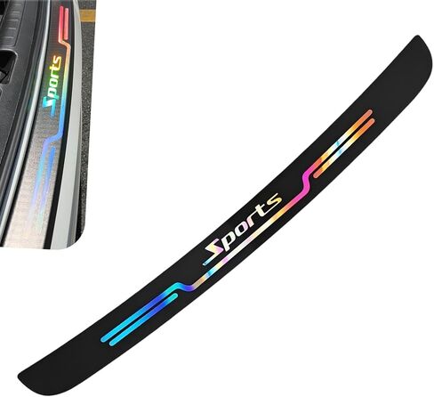 Rear Bumper Guard Protector Sticker, 35.43" x 2.75" Scratch-Resistant Non-Slip Trunk Protector, Laser Trunk Edge Protection Decal, Universal for Most Cars (Black) in Kuwait
