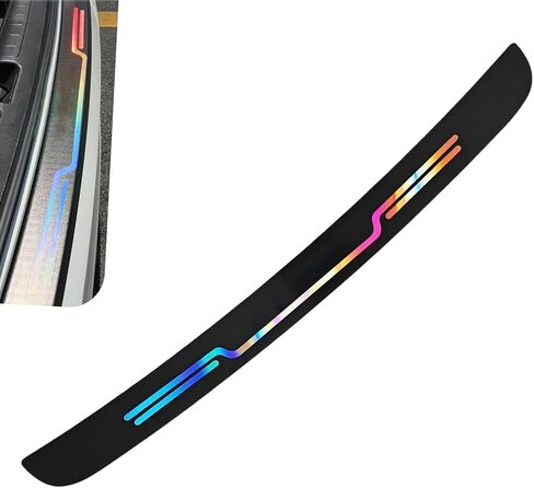 Rear Bumper Guard Protector Sticker, 35.43" x 2.75" Scratch-Resistant Non-Slip Trunk Protector, Laser Trunk Edge Protection Decal, Universal for Most Cars (Black) in Kuwait
