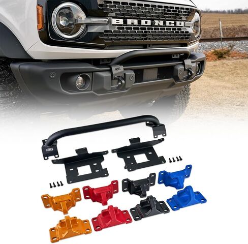 FMS Mini Capable Bull Bar مع نقاط الاسترداد لسيارة Ford Bronco 2021+ (يتطلب مصدًا قادرًا)، أحمر in Kuwait