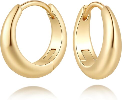 14K Gold Hoop Earrings for Women Gold Hoop Earrings for Women 14K Gold Earring for Womens Hoops Smooth Curve Hoops Earring for Womens 15/18/22mm in Saudi Arabia