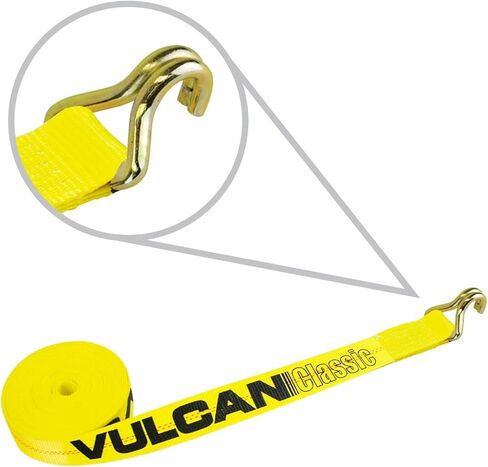 VULCAN Winch Strap with Wire Hook - 2 Inch x 27 Foot - 4 Pack - Classic Yellow - 3,300 Pound Safe Working Load in Saudi Arabia