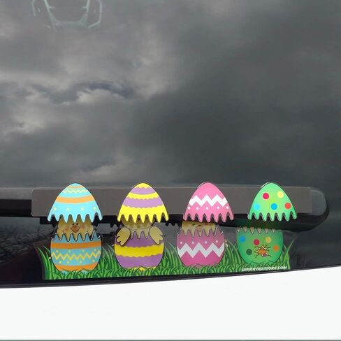 يُعلق ملصق Peep A Boo Chicks & Eggs على شفرات ممسحة السيارة الخلفية in Saudi Arabia