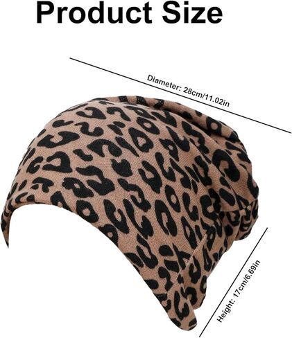 Womens Slouchy Beanie, Classic Leopard Print, Warm Slouchy Beanie Hat for Comfortable Fit and Stylish Daily Wear with Sweaters and Casual Outfits Brown in Saudi Arabia