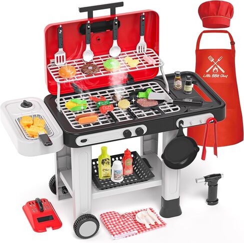 121Pcs Play Kitchen Accessories, Kids Kitchen Playset, Pretend Play Food Tea Party Set, Toy Kitchen Kids Cooking Real with Apron＆Chef Hat, Utensils Cookware Pots＆Pans, Toy Organizer, Toddler Toys Gift in Saudi Arabia