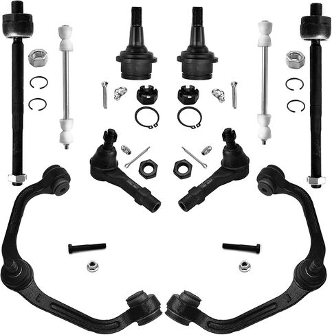 طقم تعليق 12 قطعة لفورد رينجر 1998-2011، لمازدا B2300 B2500 B3000 B4000، ذراع التحكم العلوي الأمامي ومفاصل الكرة السفلية وروابط شريط التأرجح الداخلية والخارجية لأطراف قضيب التعادل in Kuwait