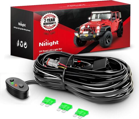 Nilight LED Light Bar Wiring Harness Kit 12AWG DT Connector Wiring Harness Kit 12V On Off Switch Power Relay Blade Fuse for Dual Light Mode Off Road Lights DRL LED Work Light-1 Lead in Saudi Arabia