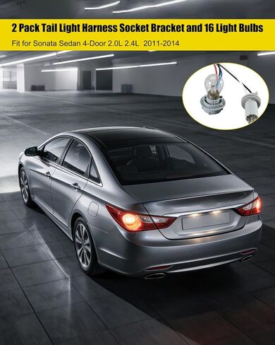 Tail Lamp Holder and Wiring Fit for Sonata Sedan 4 Door 2.0L 2.4L 2011 2012 2013 2014 Replace 92450-3Q000 924503Q000 92450 3Q000, 2 Pack Tail Light Harness Socket with 16 Bulbs in Kuwait