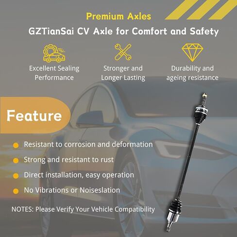 CV Axle Front Driver Side for Honda Accord 2008 2009 2010 2011 2012 2013 2014 2015, Civic 2014 for Acura TSX 2009 2010 2011 2012 2013, 1.8L 2.0L 2.4L in Kuwait