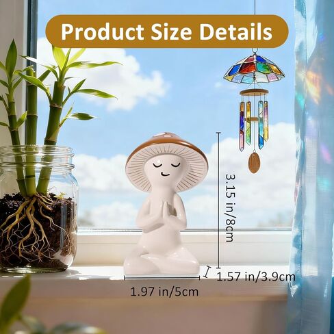 3 PCS Meditation Mushroom Statue - Cute Mushroom Decorations Figurines Mushroom Decor Statue Resin Figurine for Cute Room Decor Mushroom Figurines for Tabletop Garden Bathroom Backyard Shelf Decor in Saudi Arabia