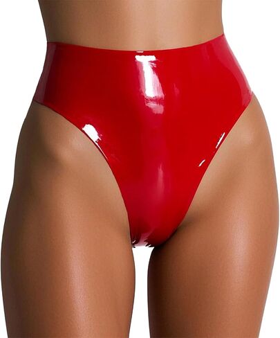 IOKUKI Women's Latex Thong,Red Rubber G-String,Handmade Latex Shorts Underwear in Kuwait
