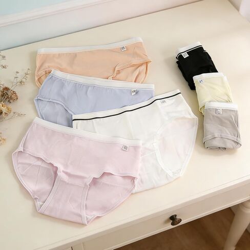 7-Pack Mid-Waist Cotton Panties for Women, Skin-Friendly Breathable Briefs Underwear for Daily Wear(7Pcs,L) in Saudi Arabia