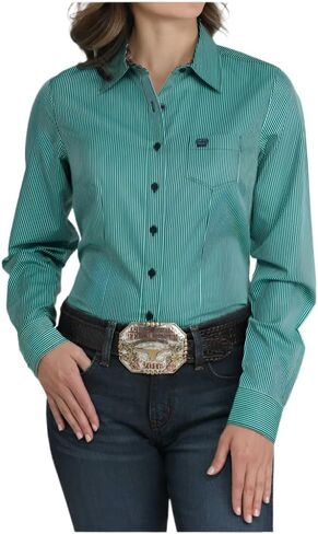 Cinch Women's Long Sleeve Button Up Western Shirt - Turquoise Stripe in Saudi Arabia