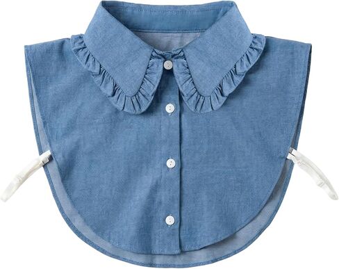 Denim Detachable Collar Shirt Fake Dickey Collar Half Shirts Blouse False Collars Top for Women in Kuwait