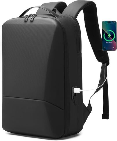 حقيبة ظهر للأعمال للرجال مقاس 15.6 بوصة، حقيبة ظهر للكمبيوتر المحمول خفيفة الوزن ومقاومة للماء مع منفذ شاحن USB، حقيبة ظهر متينة للسفر in Kuwait
