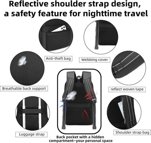 حقيبة ظهر للأعمال للرجال مقاس 15.6 بوصة، حقيبة ظهر للكمبيوتر المحمول خفيفة الوزن ومقاومة للماء مع منفذ شاحن USB، حقيبة ظهر متينة للسفر in Kuwait