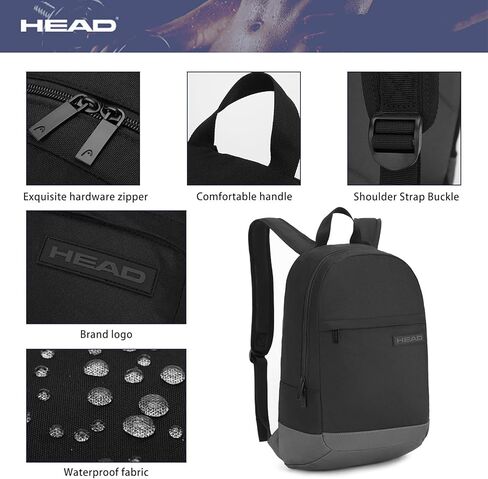 HEAD Small Waterproof Backpack for Women & Men, Lightweight Casual Daypack with 15.6 Inch Laptop Compartment, Compact Basic Bag for Sport, Fitness, Daily Use in Saudi Arabia