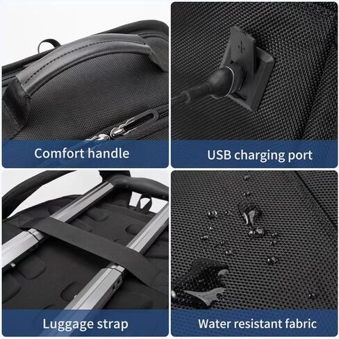 حقيبة ظهر للكمبيوتر المحمول مقاس 16 بوصة من NOBLEMAN للرجال المحترفين، قماش 1680D مقاوم للماء، حقائب ظهر كاجوال 20 لتر مقاومة للخدش، حقيبة نهارية شديدة التحمل لحقائب الكمبيوتر الجامعية مع شحن USB (أسود) in Kuwait