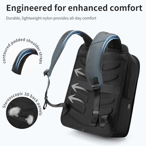 حقيبة ظهر للكمبيوتر المحمول مقاس 16 بوصة من NOBLEMAN للرجال المحترفين، قماش 1680D مقاوم للماء، حقائب ظهر كاجوال 20 لتر مقاومة للخدش، حقيبة نهارية شديدة التحمل لحقائب الكمبيوتر الجامعية مع شحن USB (أسود) in Kuwait