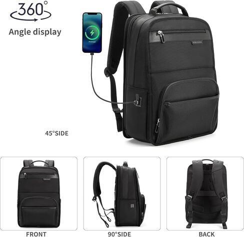 حقيبة ظهر للكمبيوتر المحمول مقاس 16 بوصة من NOBLEMAN للرجال المحترفين، قماش 1680D مقاوم للماء، حقائب ظهر كاجوال 20 لتر مقاومة للخدش، حقيبة نهارية شديدة التحمل لحقائب الكمبيوتر الجامعية مع شحن USB (أسود) in Kuwait