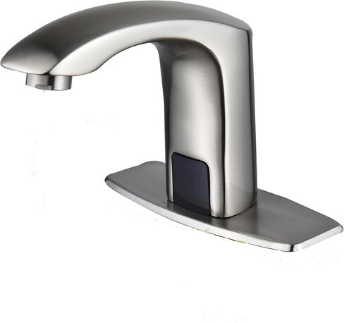 HALO Automatic Commercial Sensor Grifo Touchless Bathroom Faucet with Hole Cover Deck Plate Motion Activated Hands Free Vessel Sink Robinet Brushed Nickel in Saudi Arabia