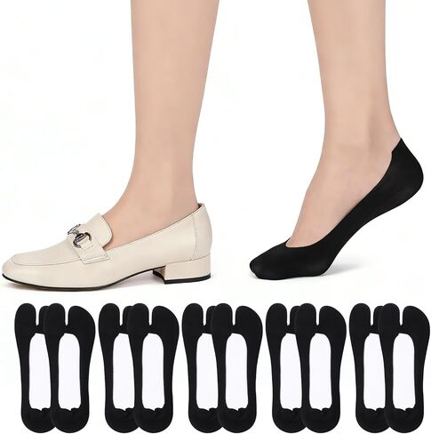Tabi Socks for Women - 5 Pairs No Show Flip Flop Socks, Split Toe Non Slip Low Cut Sock for Loafers Sandals in Saudi Arabia