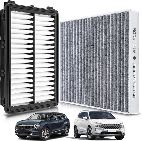 AUTOKAY Cabin and Engine Air Filter Set Fits for Hyundai Santa Fe Tucson Santa Cruz Sonata 2020-2025 for Kia K5 Sorento Sportage 2021-2025 RE# 28113-L1000 97133-L1000 28113-N9000 97133-N9100 in Kuwait