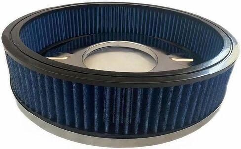 14" X 3" Blue Round High Flow Washable Air Cleaner Filter Assembly w/Chrome Flow-Thru Lid for Caburetor Lid Compatible with Ford/GMC/Chevy SBC BBC in Kuwait