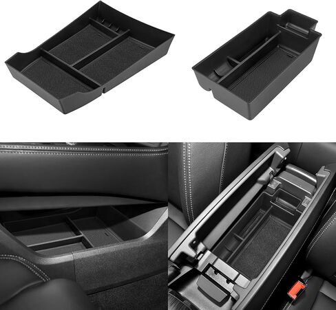 2Pcs Center Console Organizer compatible with Nissan Rogue 2021-2026, Armrest Insert Secondary Tray Lower Console Storage Box, Rogue Interior Accessories, Black ABS Plastic in Kuwait