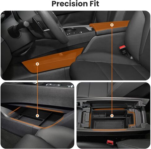 2Pcs Center Console Organizer compatible with Nissan Rogue 2021-2026, Armrest Insert Secondary Tray Lower Console Storage Box, Rogue Interior Accessories, Black ABS Plastic in Kuwait