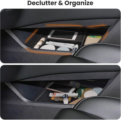 2Pcs Center Console Organizer compatible with Nissan Rogue 2021-2026, Armrest Insert Secondary Tray Lower Console Storage Box, Rogue Interior Accessories, Black ABS Plastic in Kuwait