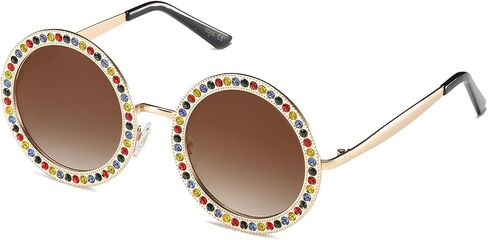 SOJOS Shining Oversized Round Rhinestone Sunglasses Festival Gem Sunnies SJ1095 in Saudi Arabia