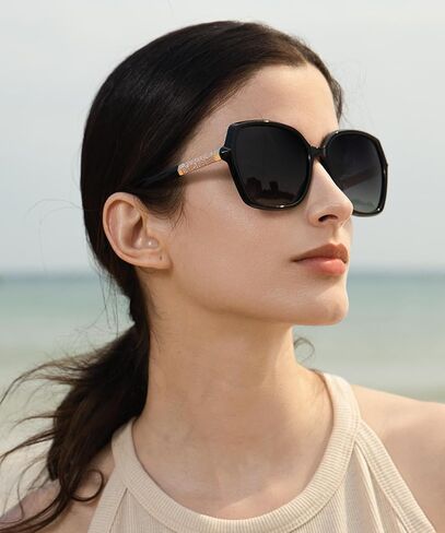 Polarized Sunglasses for Women Trend Womens Sunglasses Shades Sparkling Frame Square Ladies Sun Glasses for Shopping Tarvel in Saudi Arabia